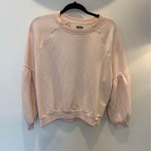AERIE woman’s sweatshirt with balloon sleeve. Soft pink. Size large. Crew neck.